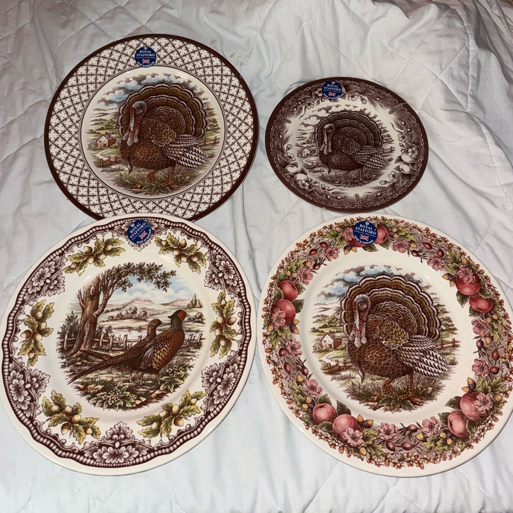 3 Dinning And 1 Salad Thanksgiving Royal Stafford Plates